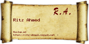 Ritz Ahmed névjegykártya